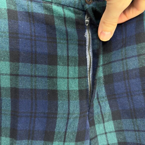VTG Plaid Tartan Preppy Flared Cuffed Wool Blue Green Black Handmaid Pants sz 29 - Picture 6 of 6